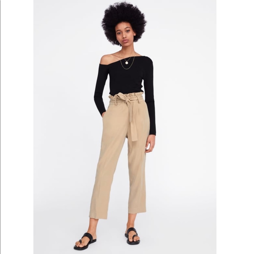 Zara Paperbag High Waist Pant